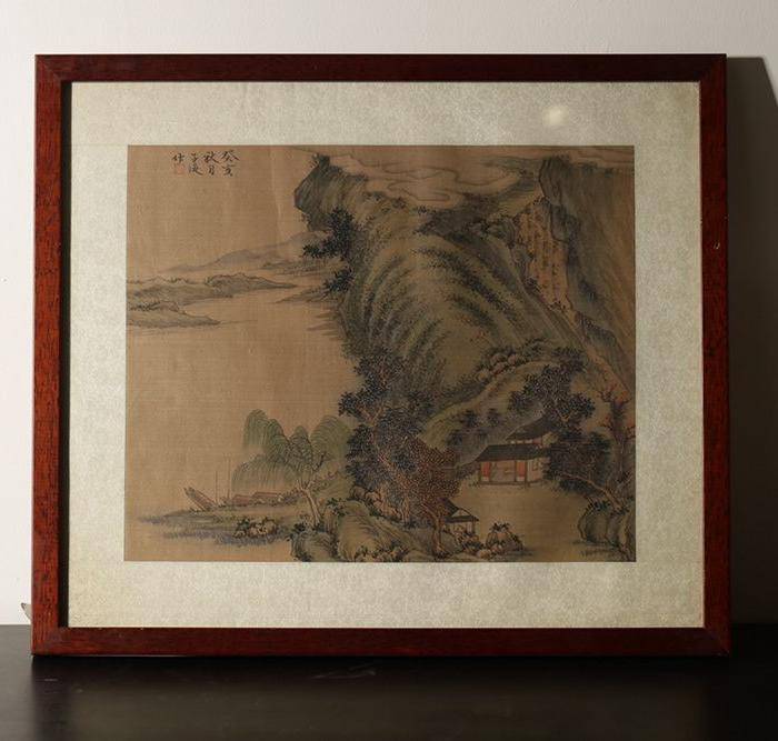 清代绢本山水斗方图9