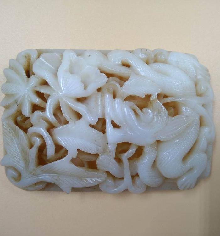 文物商店旧藏 春水龙纹玉瓦子图2