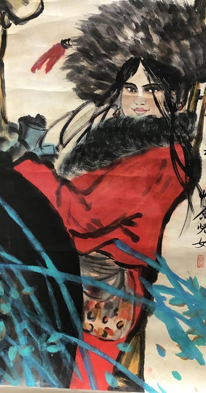 回流名家书画周昌谷草原英雄小姐妹图8