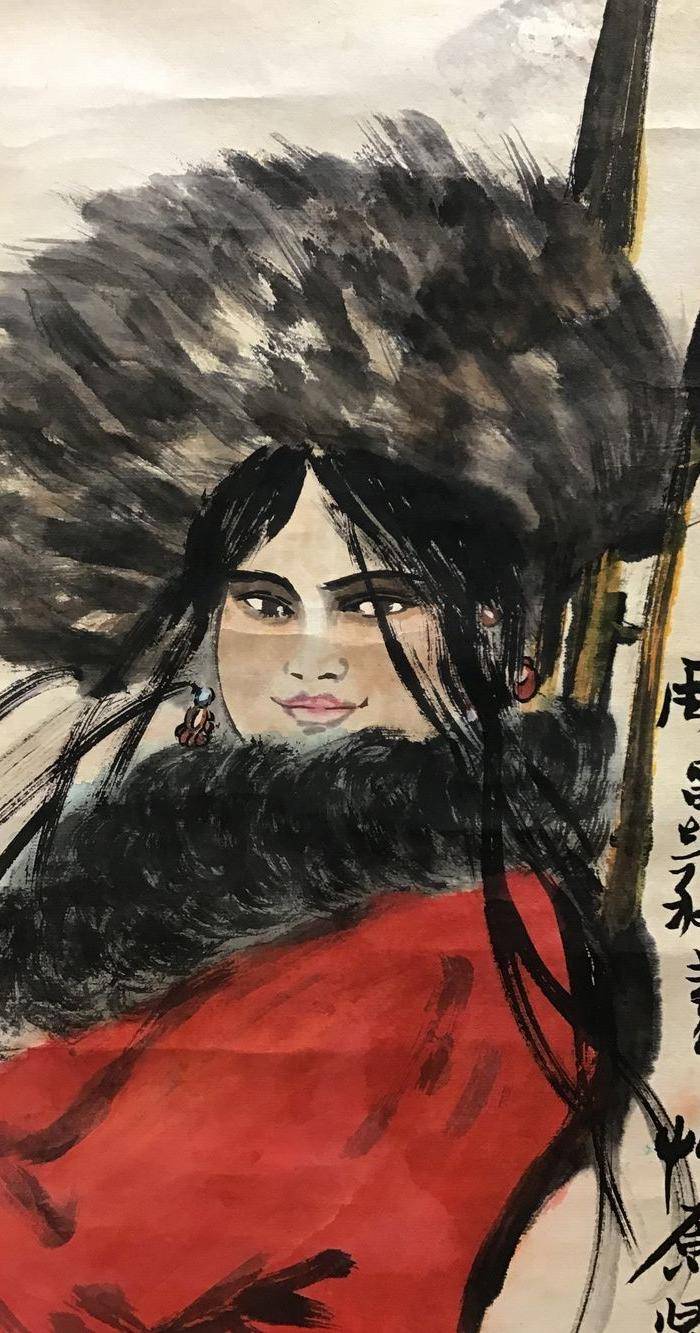 回流名家书画周昌谷草原英雄小姐妹图9