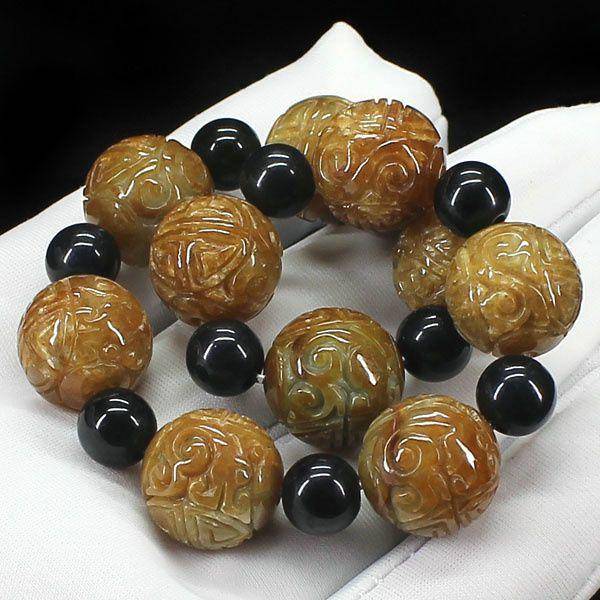 俏色雕翡翠圆珠手串6942图3