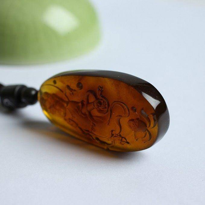棕红缅甸琥珀莲花观音吊坠 22KQ14图7