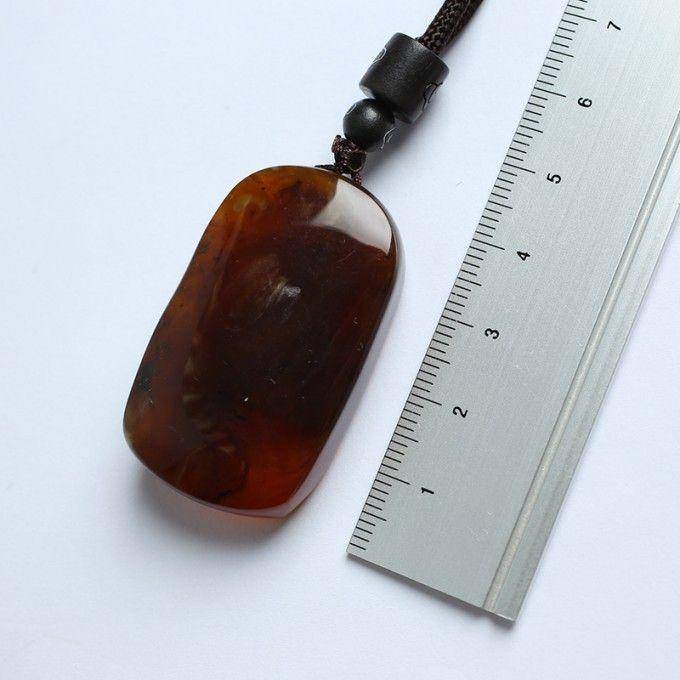棕红缅甸琥珀南海观音吊坠 22KQ15图5