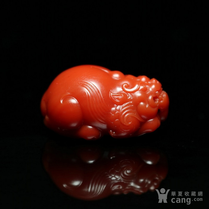 山南红玛瑙瓦西玉化料貔貅 纯色无纹苏工雕刻满色满肉