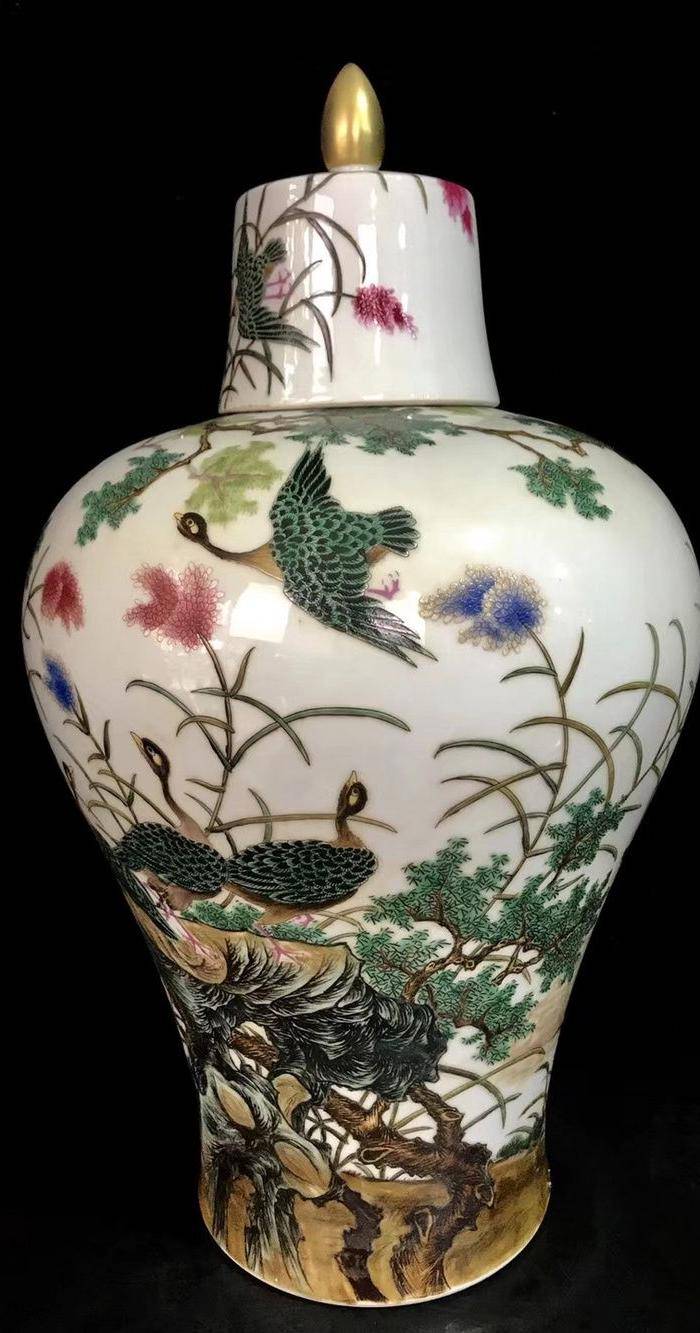 精品本金珐琅彩芦雁纹梅瓶一对图4