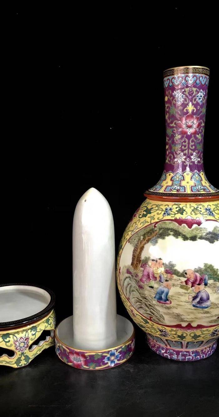 精品本金珐琅彩开窗婴戏图纹转心瓶一对图8