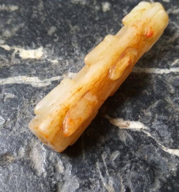 明代白玉蝉纹翎管图3