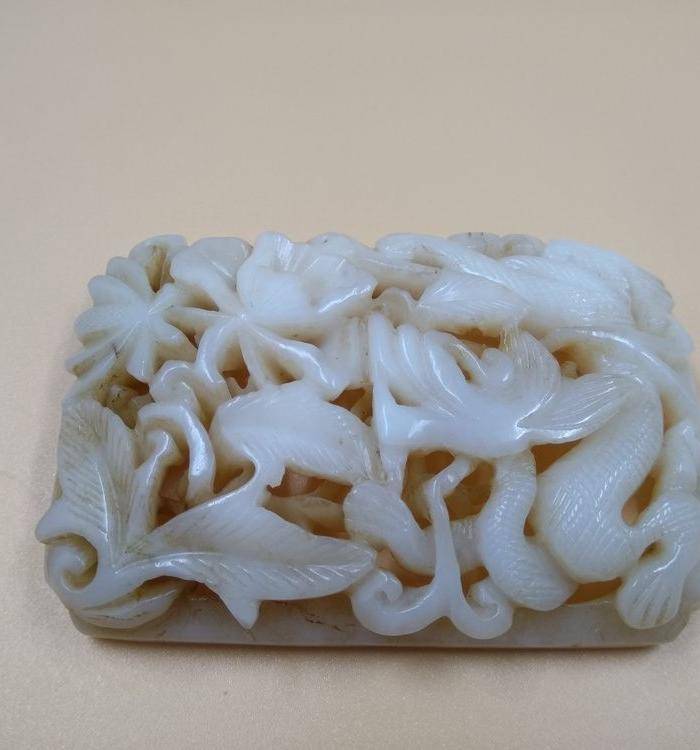 旧藏 春水龙纹玉瓦子图2
