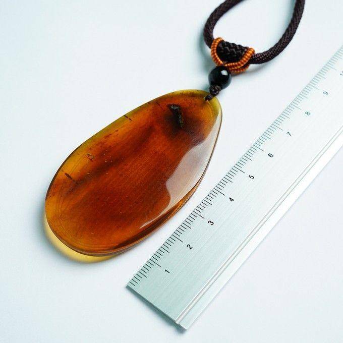 棕红缅甸琥珀心经吊坠 31KR10图3