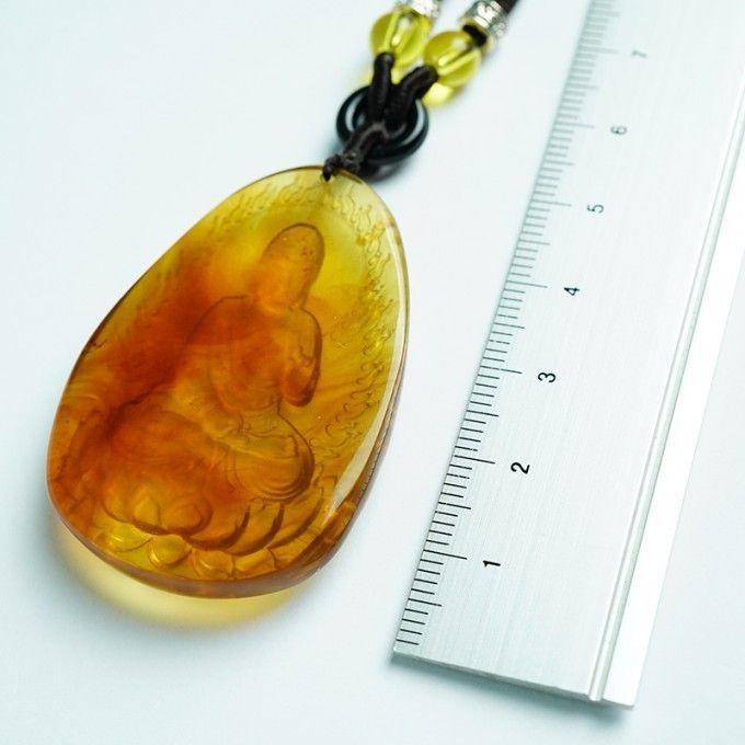 棕红缅甸琥珀阿弥陀佛吊坠 31KR09图3