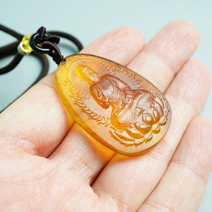 棕红缅甸琥珀阿弥陀佛吊坠 31KR09图9