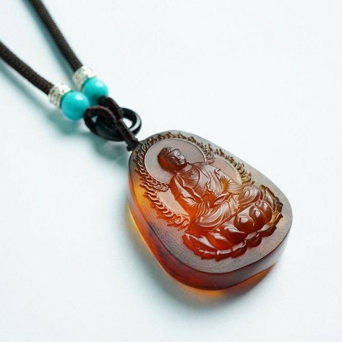 棕红缅甸琥珀大日如来吊坠 31KR11图2