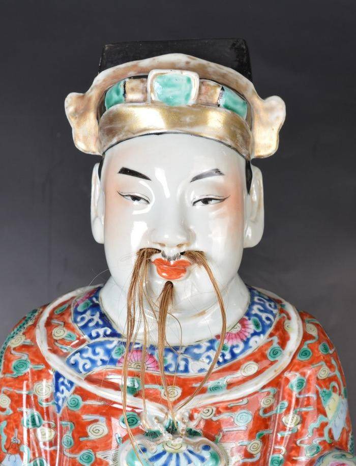 晚清 巨型 粉彩禄星瓷塑图5