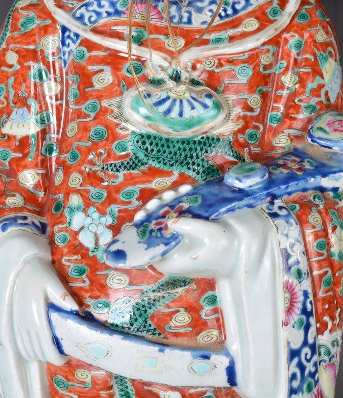晚清 巨型 粉彩禄星瓷塑图7