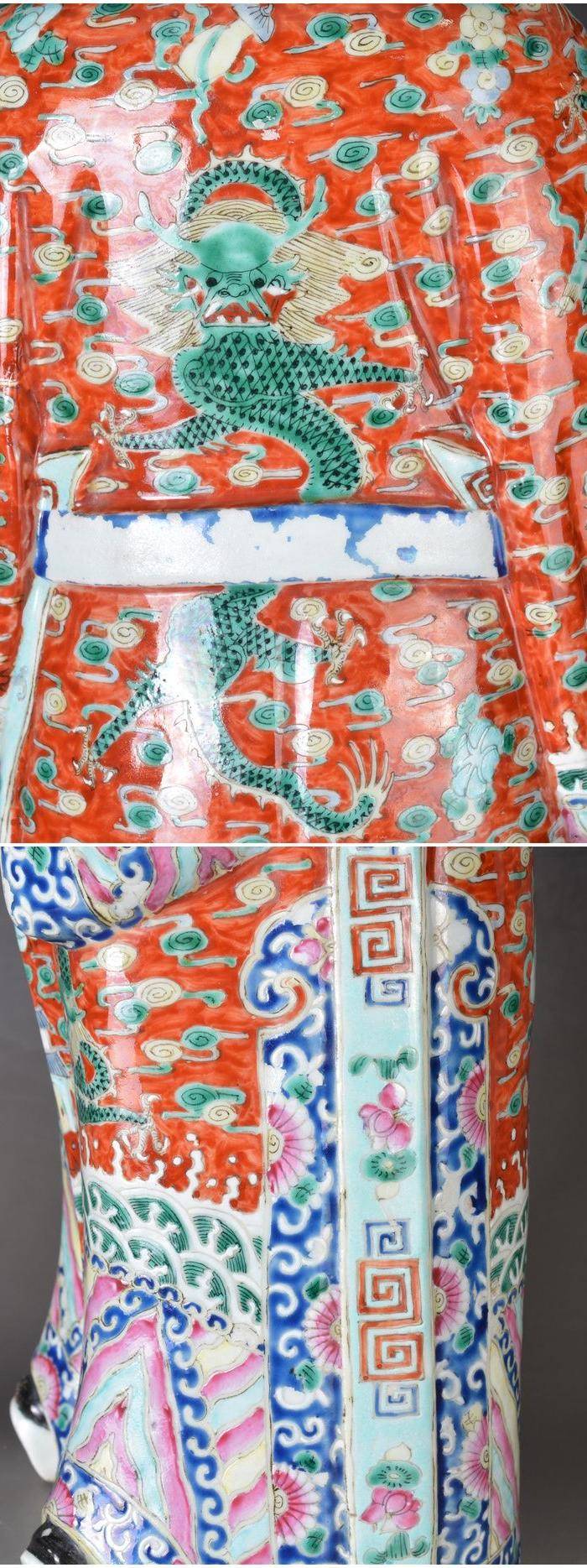 晚清 巨型 粉彩禄星瓷塑图9