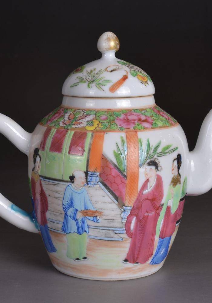 晚清 广彩 人物 茶壶图2