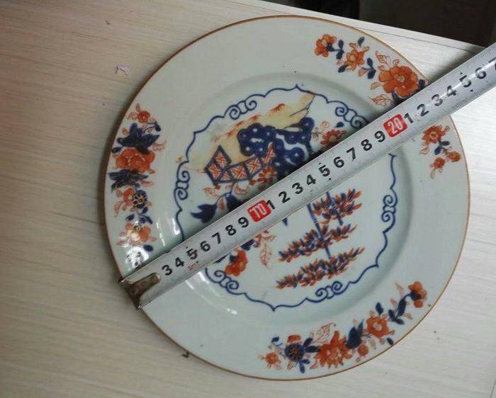 乾隆青花矾红描金花卉盘图7