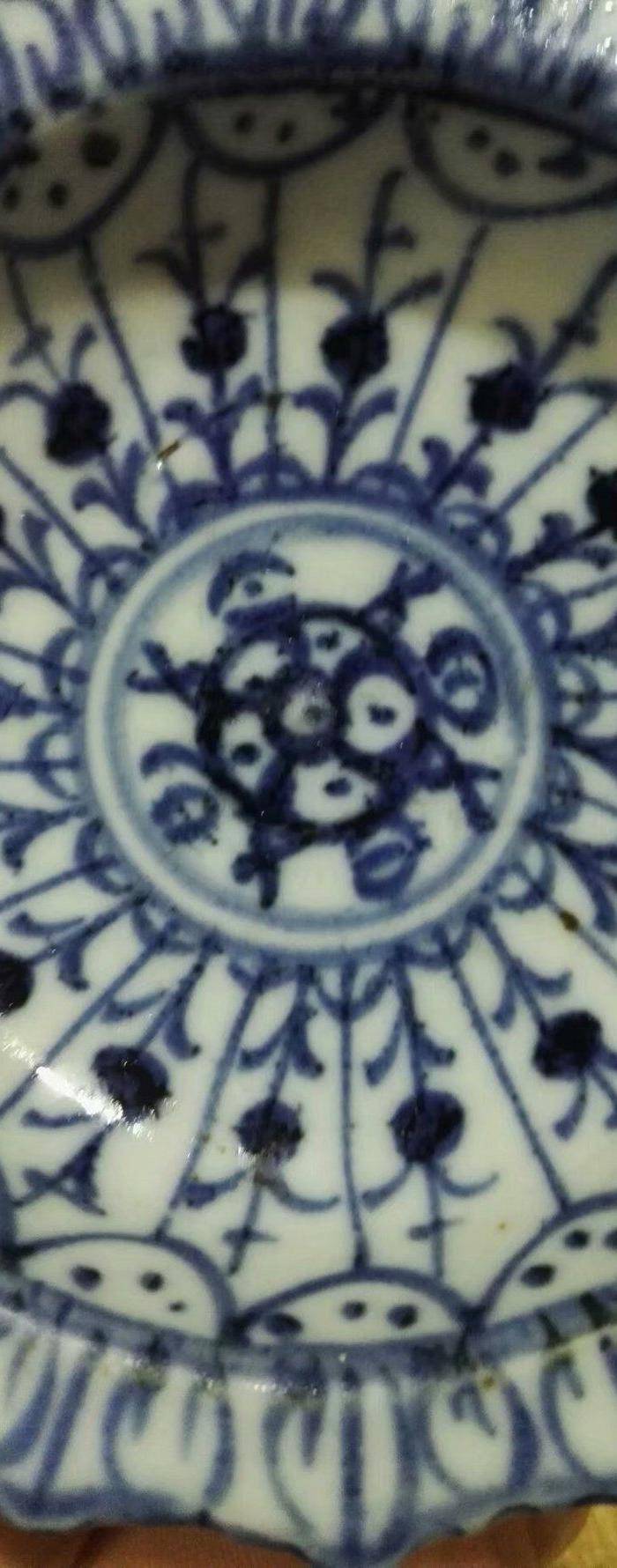 清代 青花满工花卉高足盘图6