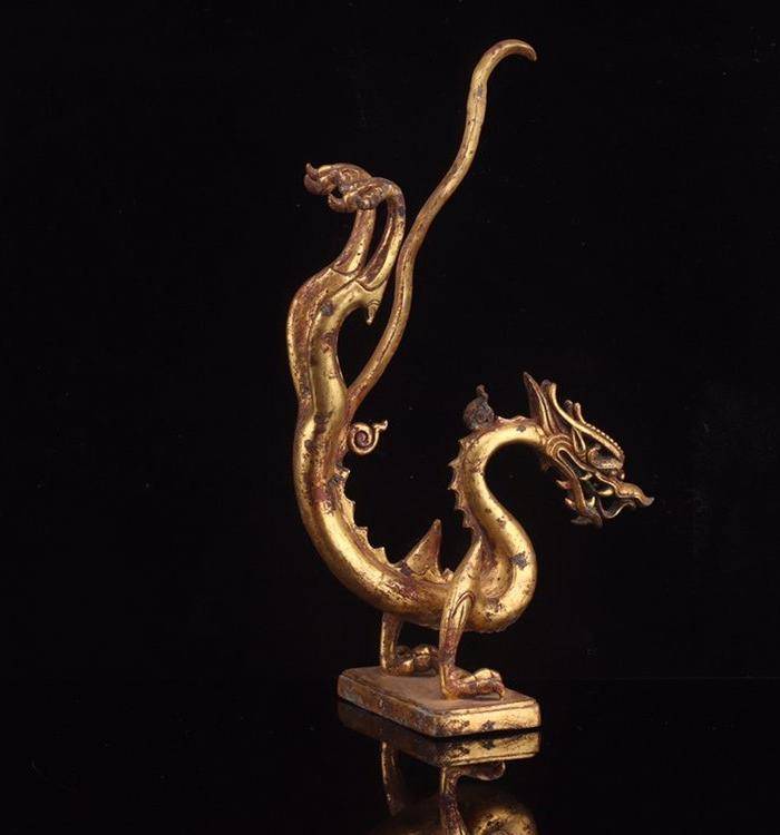 旧藏风格铜鎏金龙摆件图7