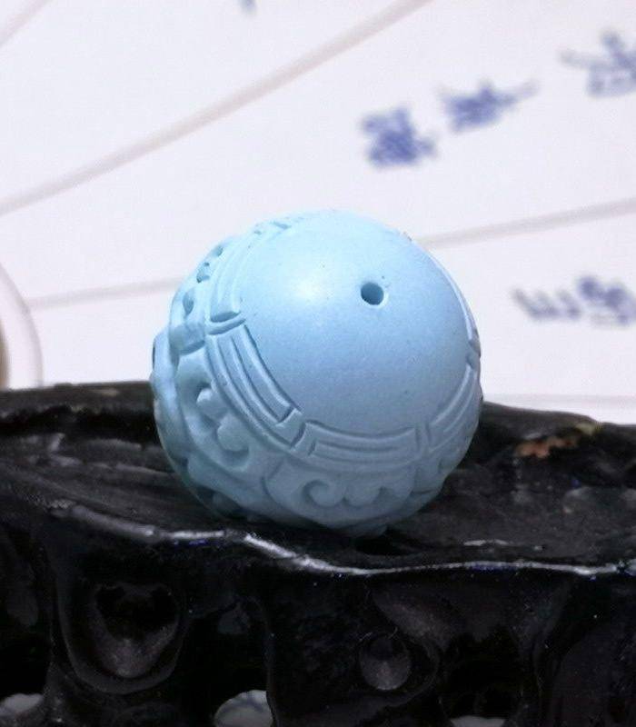 保真精品9.88克高瓷原矿松石回纹珠图2