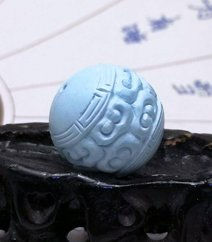 保真精品9.88克高瓷原矿松石回纹珠图3