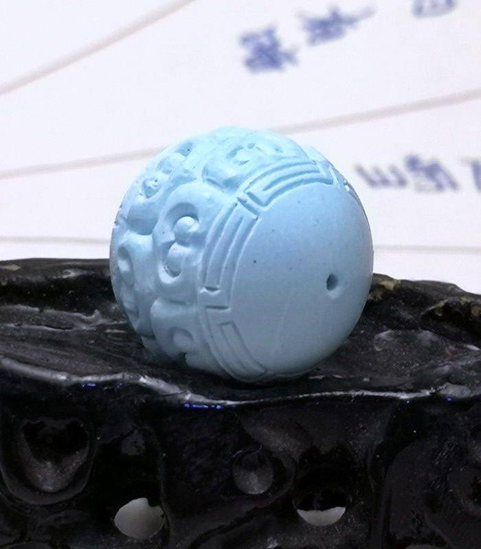 保真精品9.88克高瓷原矿松石回纹珠图4