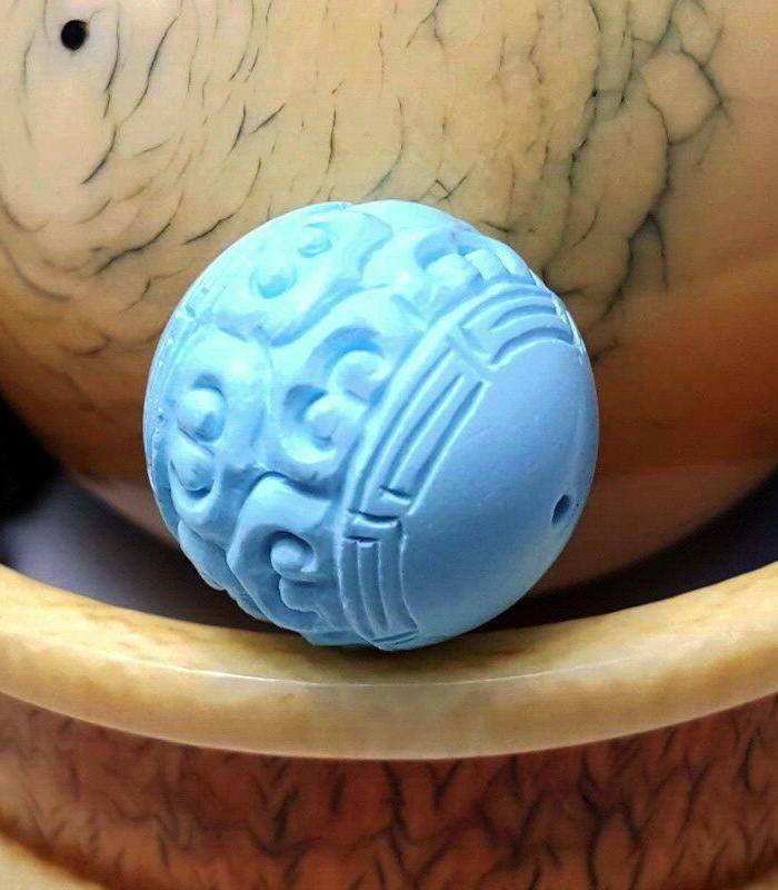 保真精品9.85克高瓷原矿松石回纹珠图3