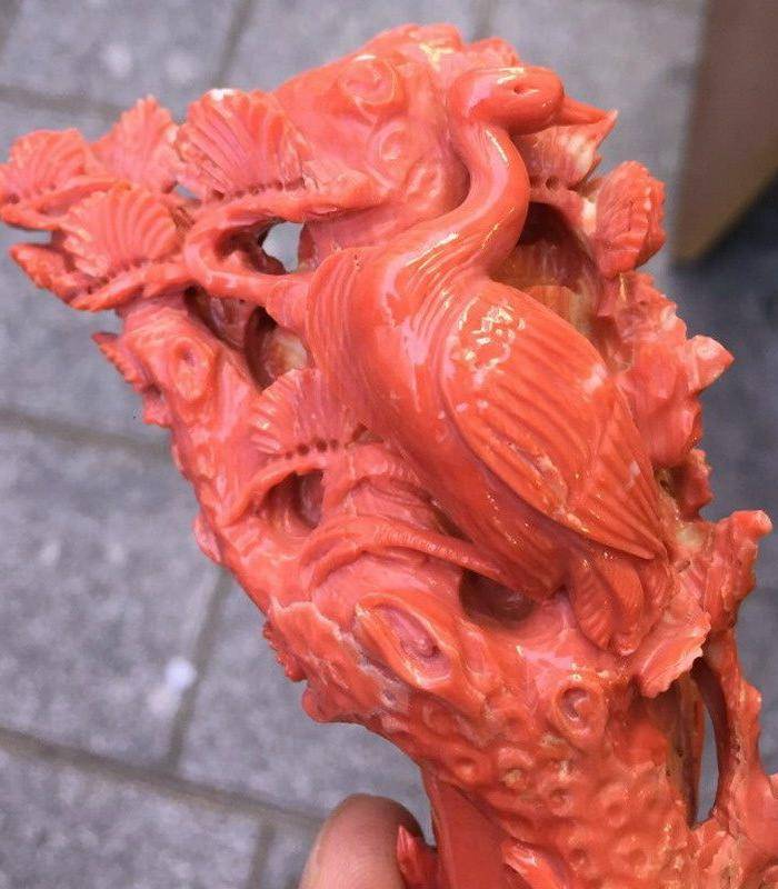 重磅压轴 回流1375克台湾MOMO珊瑚寿星摆件图7