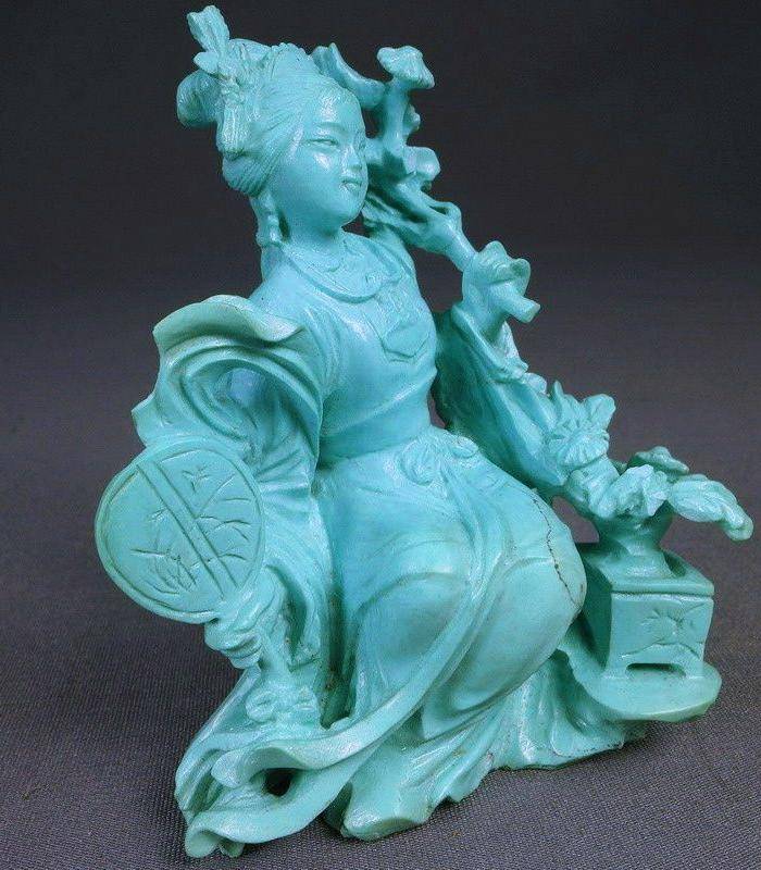 欧洲回流清代68克松石仕女摆件图4