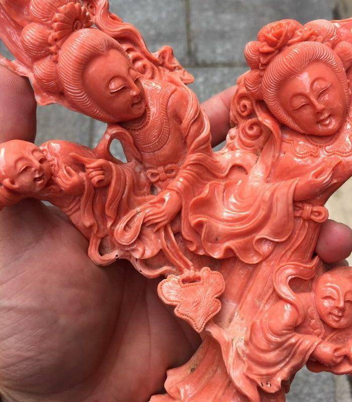 重磅压轴 回流853克台湾MOMO珊瑚侍女摆件图4
