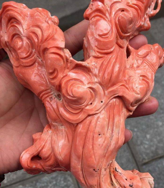 重磅压轴 回流853克台湾MOMO珊瑚侍女摆件图11