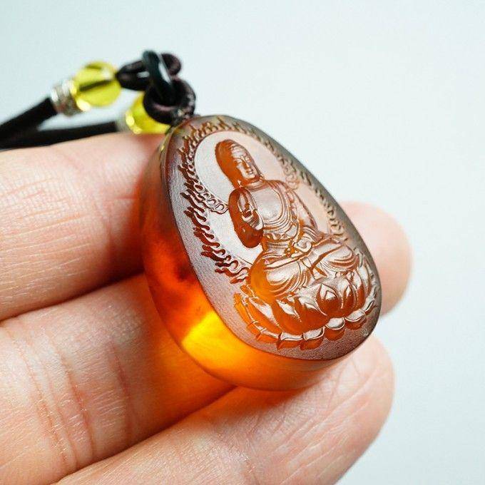 棕红缅甸琥珀阿弥陀佛吊坠 31KR31图9