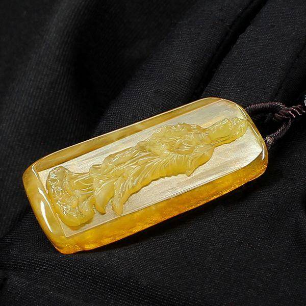 天然原皮蜜蜡观音挂件7679图5