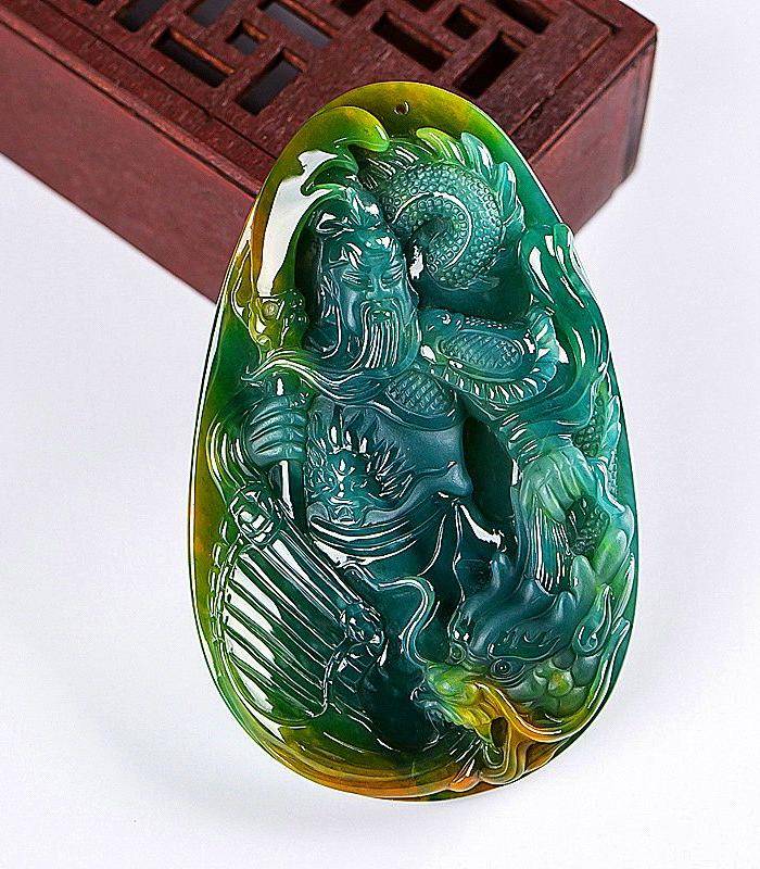 自然光实拍!天然A货好种绿蓝水料种水好关公图6