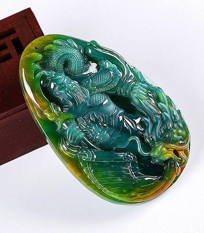 自然光实拍!天然A货好种绿蓝水料种水好关公图7
