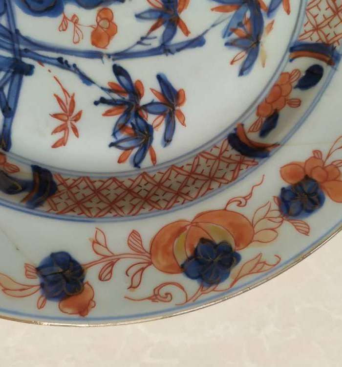 清康熙青花矾红花卉纹盘图4
