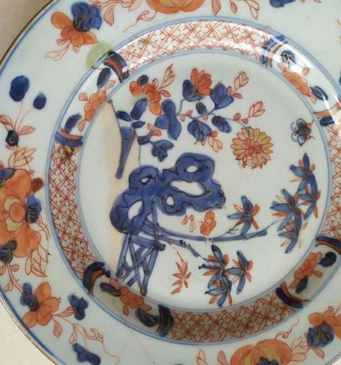 清康熙青花矾红花卉纹盘图5