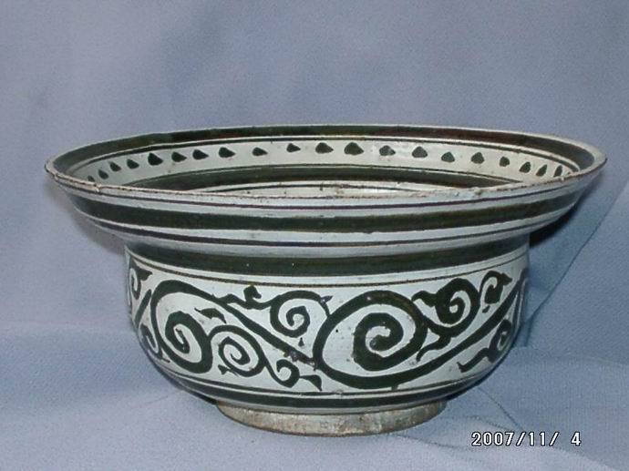 宋扒村窑(磁州窑系)白地褐彩折腰碗 包真老