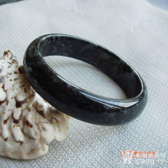 璞玉阁--0元起拍翡翠a货老坑糯种特色黑翠正装手镯送证书