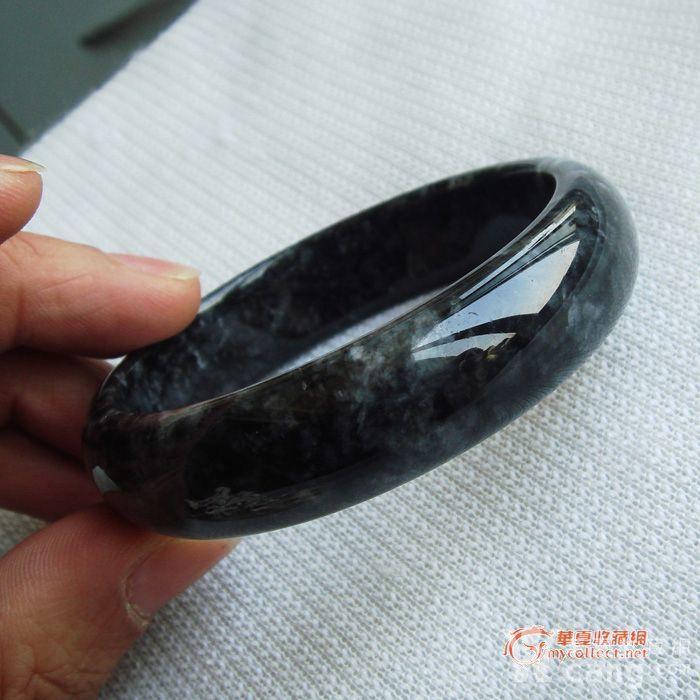 璞玉阁--0元起拍翡翠a货老坑糯种特色黑翠正装手镯送证书