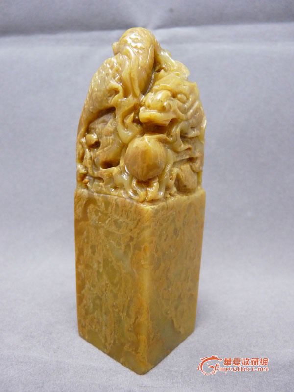 kiss|精品寿山石龙戏珠大钮章--百分百寿山石假一罚十0元起拍