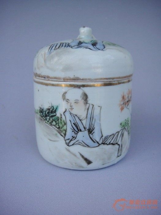 34民国 名家吉太祥浅降人物温酒器