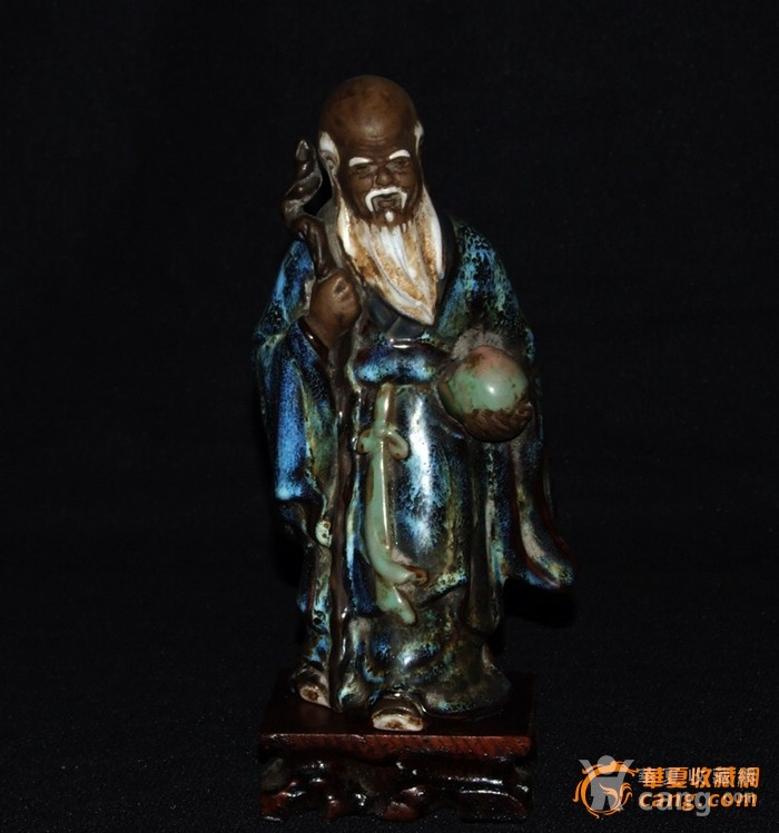 珍藏精品·石灣窯·壽星捧桃·瓷塑像一尊(珍品,包真,特價)