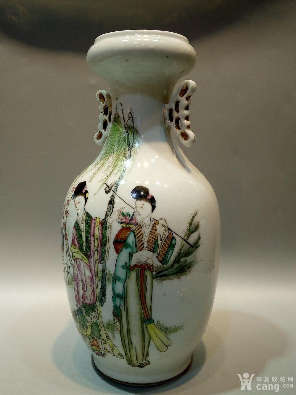 民国名家余钊作蒜头瓶 - 民国 - 瓷器 - 华夏收藏网