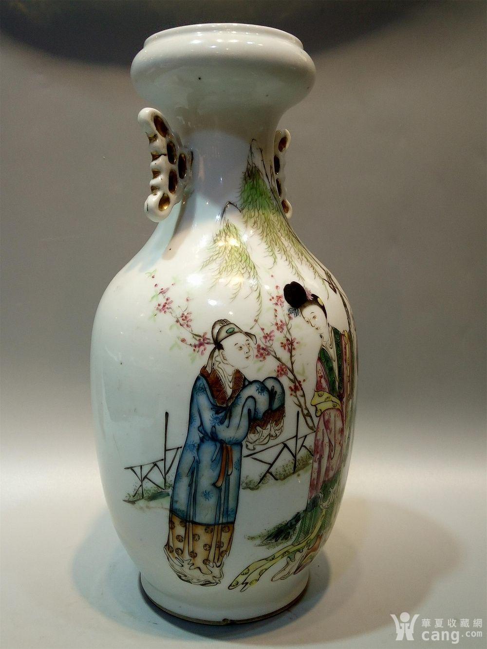 民国名家余钊作蒜头瓶 - 民国 - 瓷器 - 华夏收藏网