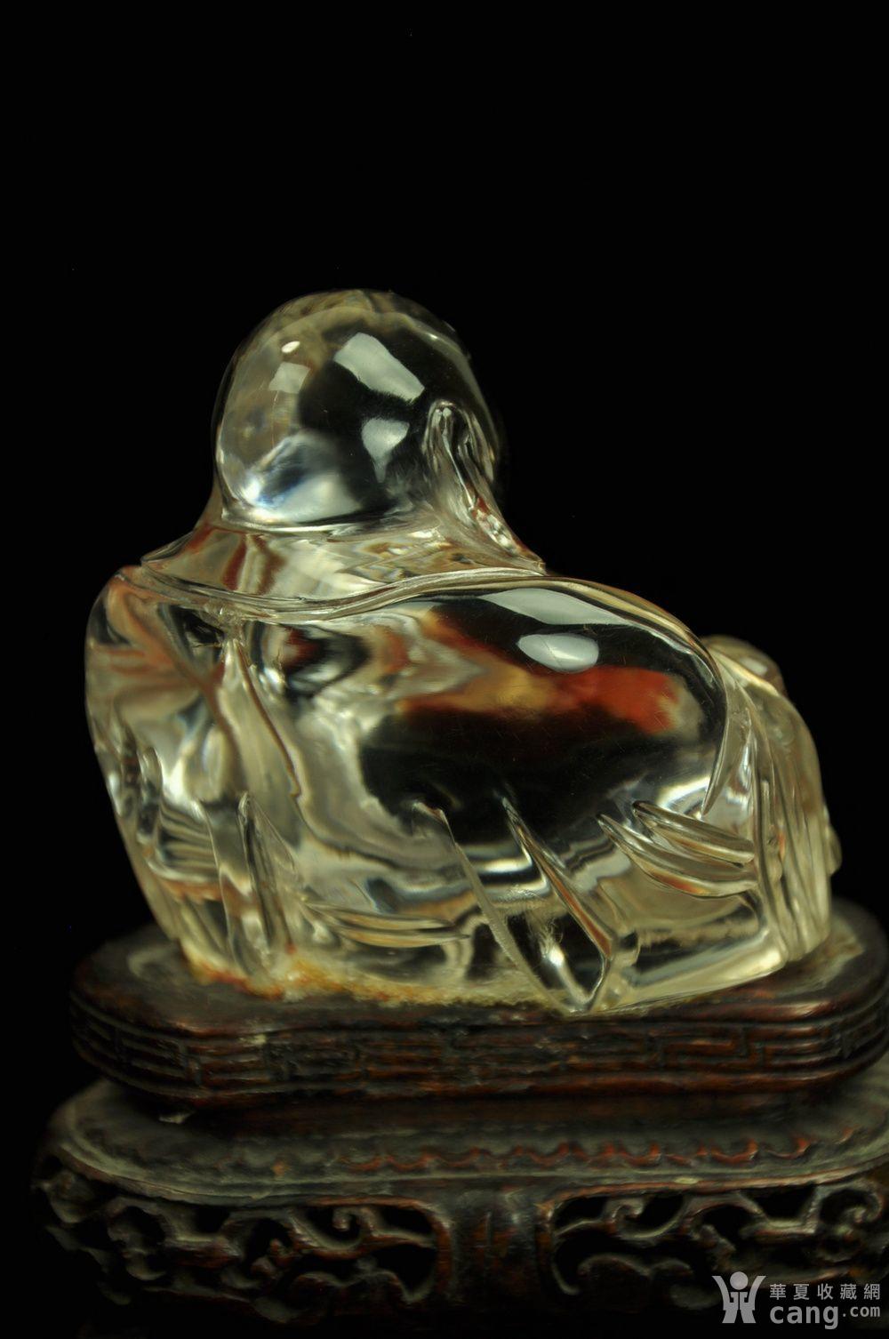 【欧美回流】罕见精美清中期老水晶雕刻弥勒佛造像