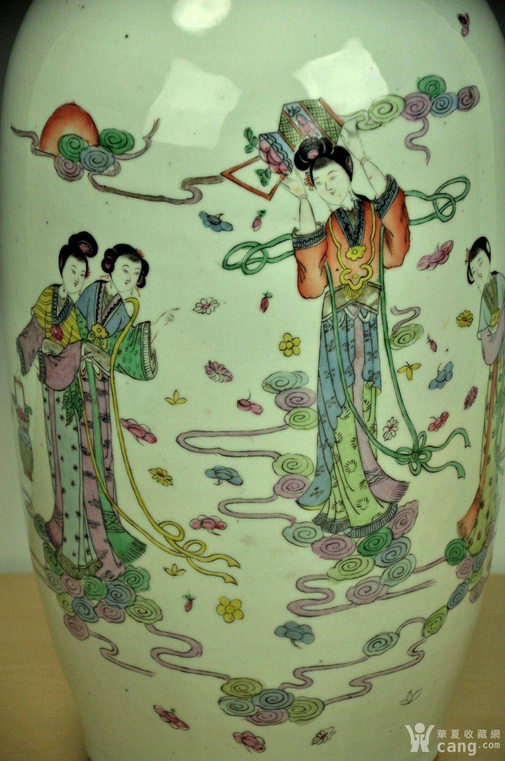 【欧美回流】清末民初江西刘和义粉彩天女散花特大瓶 - 民国 - 瓷器