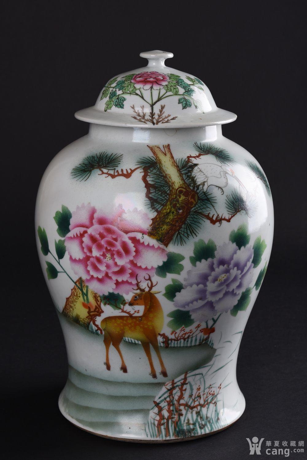 民国 刷花富贵长寿纹将军罐 - 民国 - 瓷器 - 华夏收藏网
