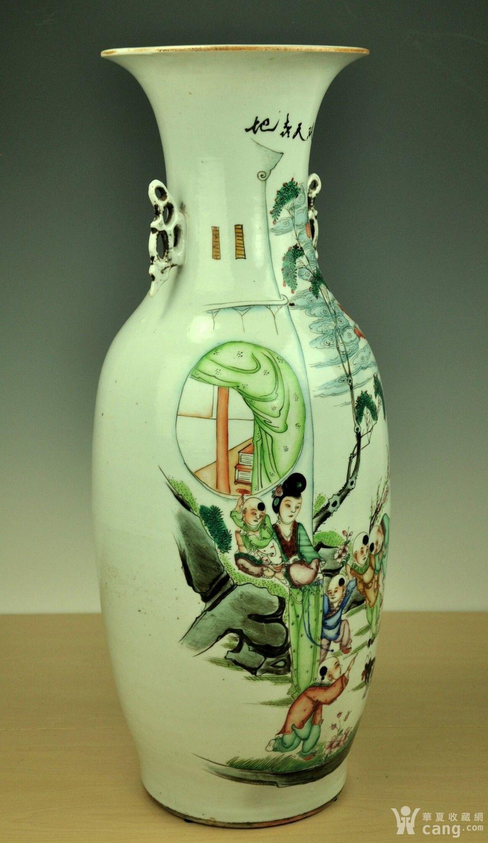 【欧美回流】民国粉彩三娘教子特大瓶 - 民国 - 瓷器 - 华夏收藏网