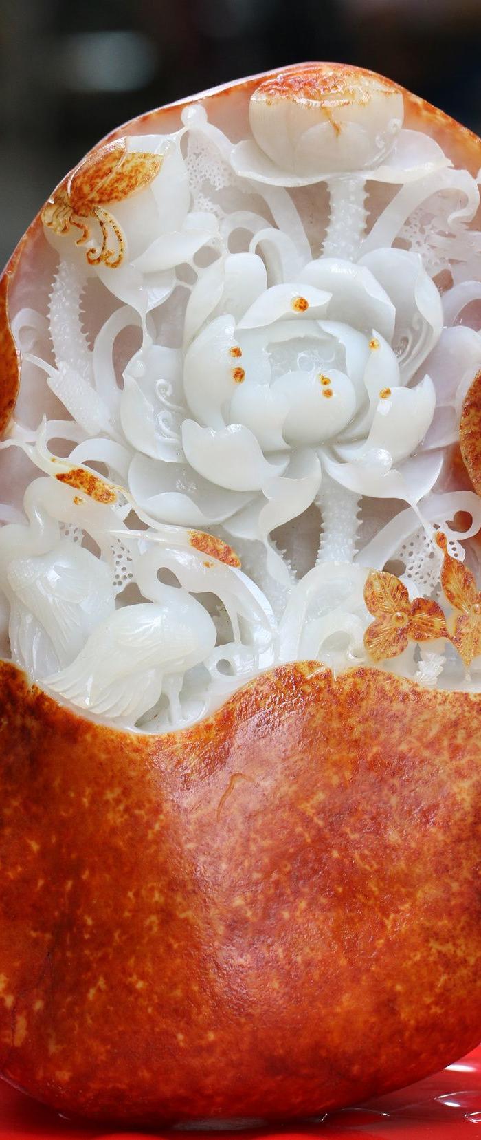 精品和田玉白玉,一路连科大摆件 送底座